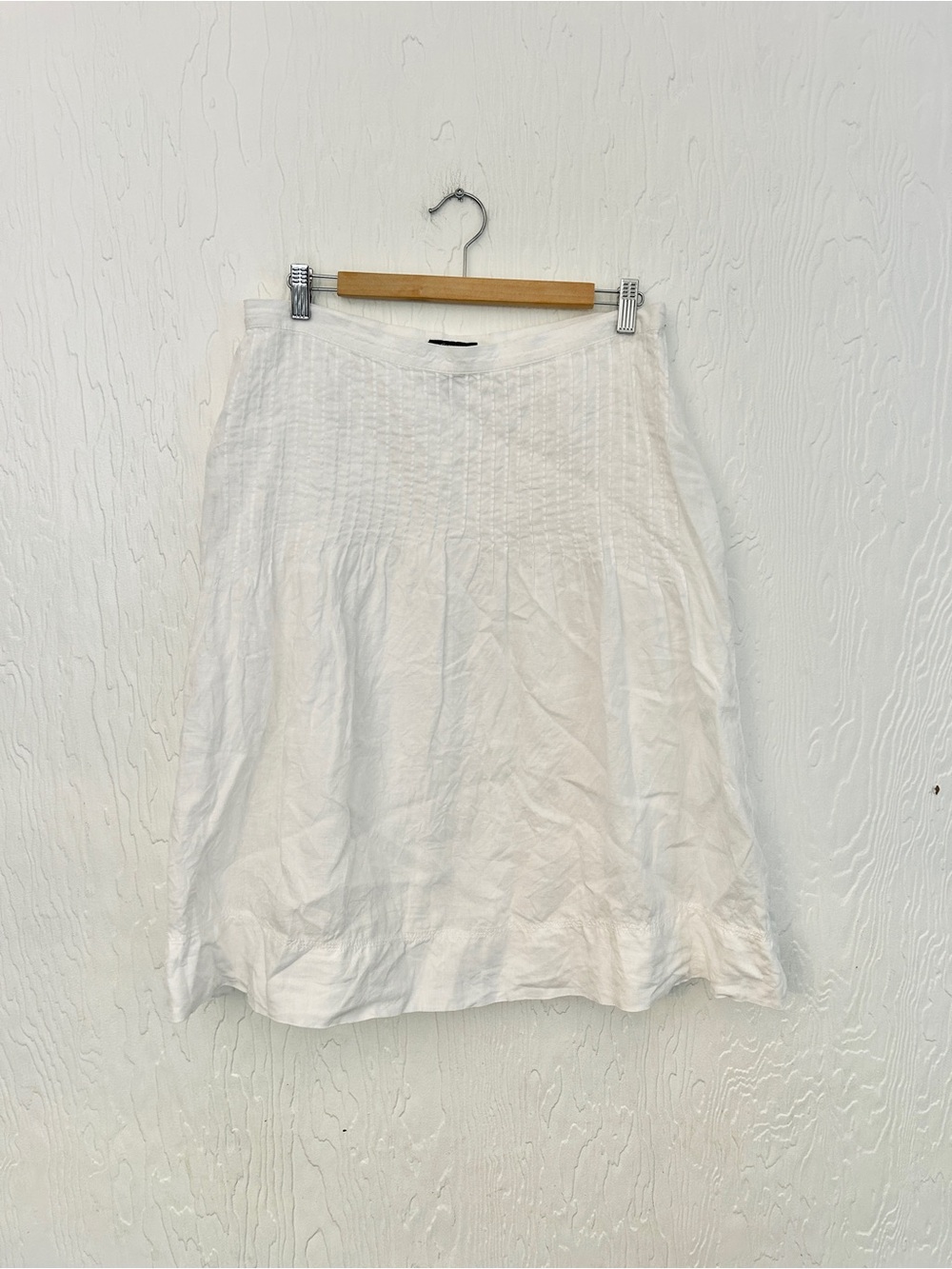 EDDIE BAUER 100% Linen White Midi Skirt Size 8 Coastal Cowgirl Natural Neutral